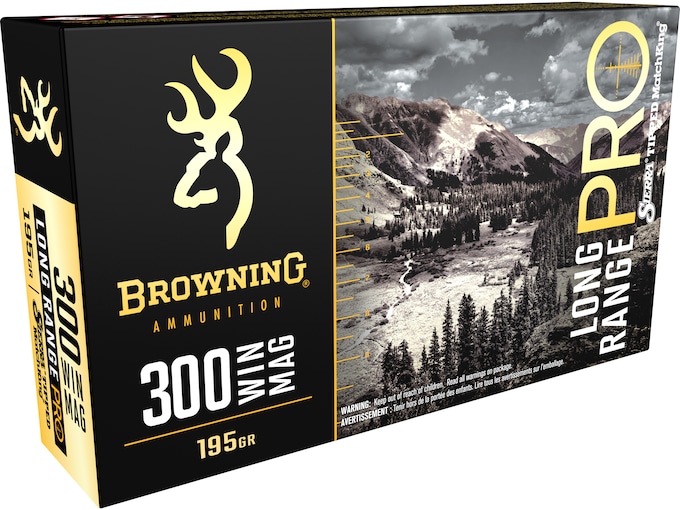 Browning Long Range Pro Match Ammunition 300 Winchester Magnum 195 Grain Sierra MatchKing Hollow Point Boat Tail Box of 20