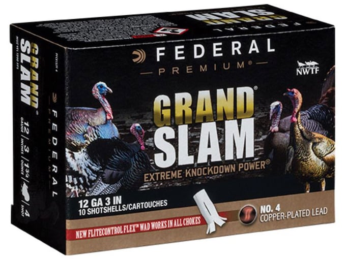 Federal Premium Grand Slam Turkey Ammunition 12 Gauge Buffered Copper Plated Shot Flightcontrol Flex Wad