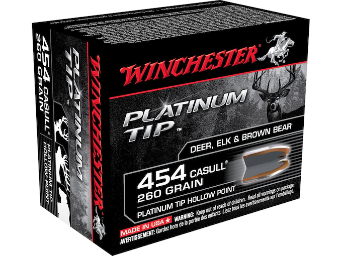Winchester Ammunition 454 Casull 260 Grain Platinum Tip Hollow Point Box of 20