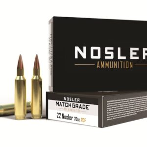 Nosler Match Grade Ammunition 22 Nosler 70 Grain RDF Hollow Point Boat Tail Box of 20