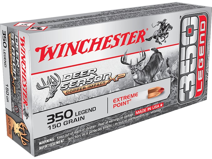 Winchester Deer Season XP Copper Impact Ammunition 350 Legend 150 Grain Copper Extreme Point Polymer Tip Lead Free Box of 20