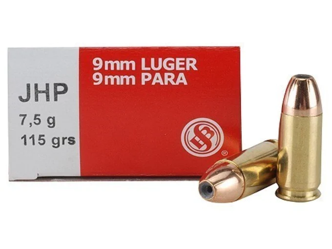 Sellier & Bellot Ammunition 9mm Luger 115 Grain Jacketed Hollow Point Box of 50