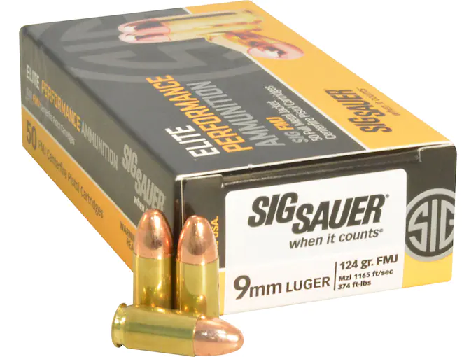 Sig Sauer Elite Performance Ammunition 9mm Luger 124 Grain Full Metal Jacket