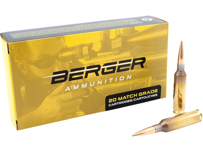 Berger Match Grade Ammunition 6mm Creedmoor 109 Grain Hybrid Target Hollow Point Box of 20