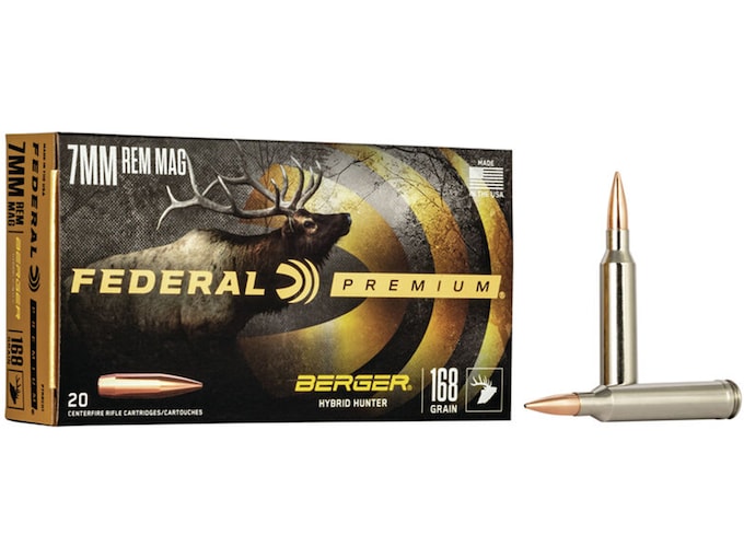 Federal Premium Ammunition 7mm Remington Magnum 168 Grain Berger Hybrid Hunter Box of 20