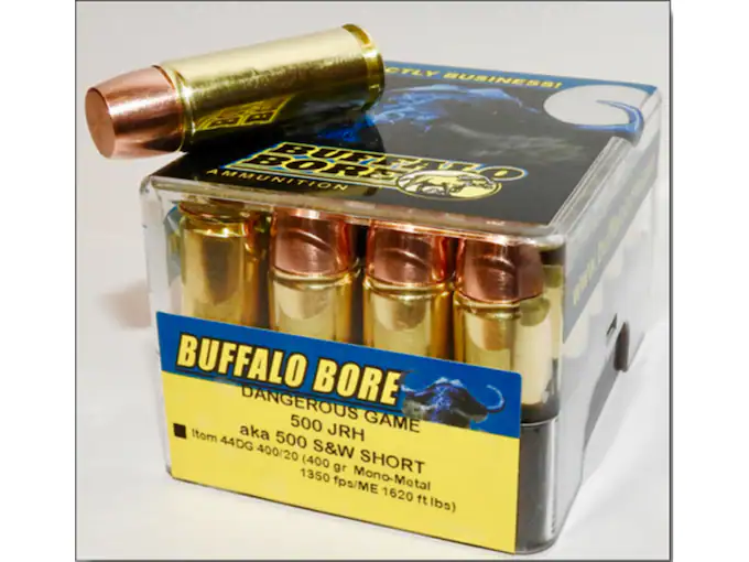 Buffalo Bore Dangerous Game Ammunition 500 JRH (500 S&W Short) 400 Grain Lehigh Mono-Metal Lead-Free Box of 20