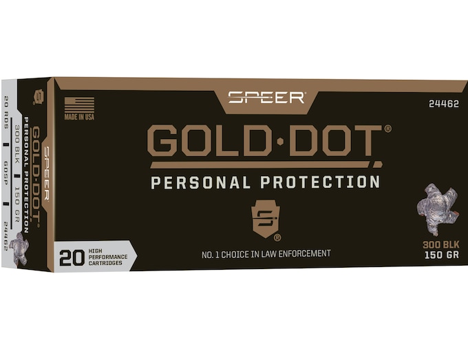 Speer Gold Dot Ammunition 300 AAC Blackout 150 Grain Gold Dot Bonded Soft Point Box of 20