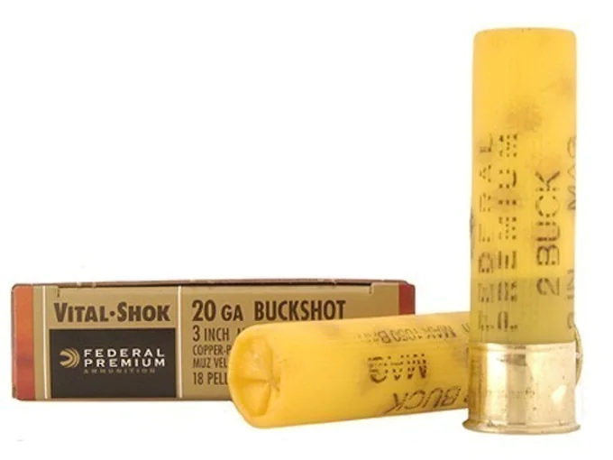 Federal Premium Vital-Shok Ammunition 20 Gauge 3" Buffered #2 Copper Plated Buckshot 18 Pellets Box of 5