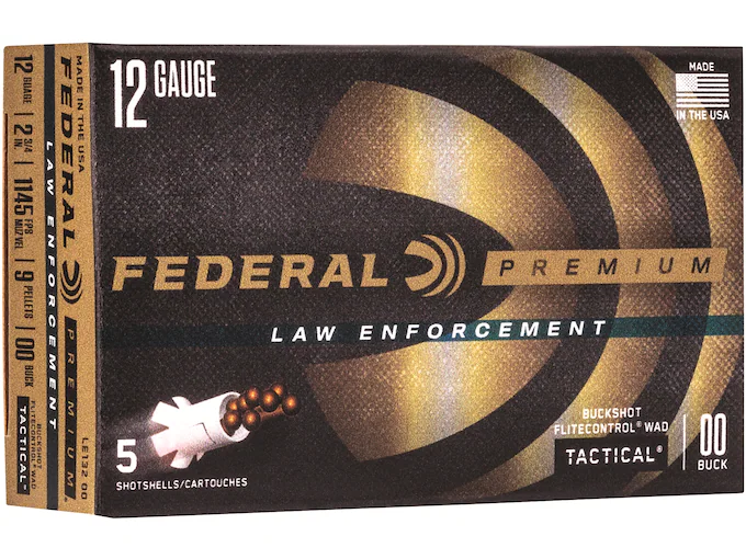 Federal Premium Law Enforcement Tactical Ammunition 12 Gauge 2-3/4" 00 Buckshot 9 Pellets