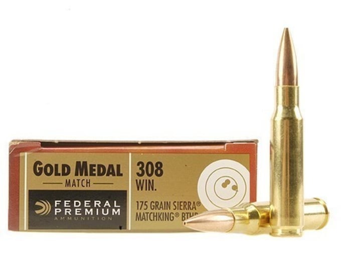 Federal Premium Gold Medal Ammunition 308 Winchester 175 Grain Sierra MatchKing Hollow Point Boat Tail