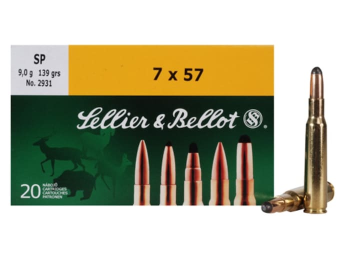 Sellier & Bellot Ammunition 7x57mm (7mm Mauser) 139 Grain Soft Point Box of 20