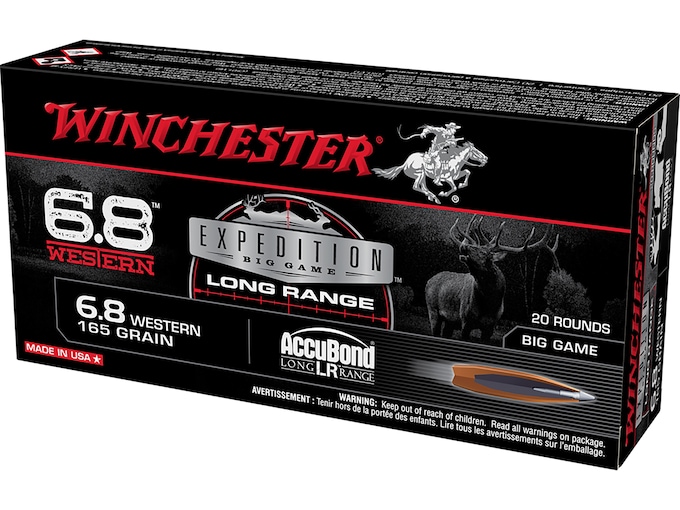 Winchester Expedition Big Game Long Range Ammunition 6.8 Western 165 Grain Bonded Polymer Tip Box of 20