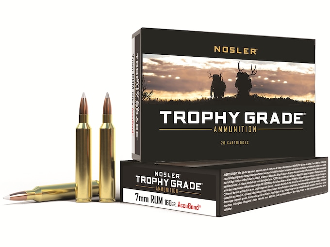 Nosler Trophy Grade Ammunition 7mm Remington Ultra Magnum 160 Grain AccuBond Box of 20