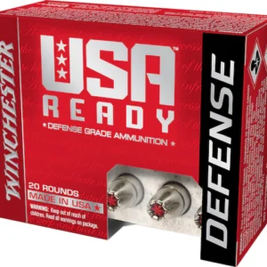 Winchester USA Ready Defense Ammunition 9mm Luger +P 124 Grain Hex-Vent Jacketed Hollow Point Box of 20