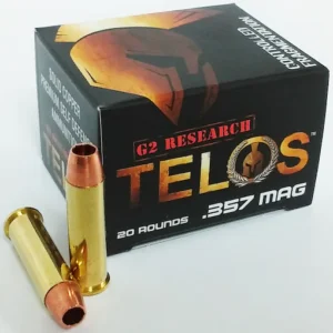 G2 Research Telos Ammunition 357 Magnum 105 Grain Controlled Fragmenting Hollow Point Solid Copper Lead-Free Box of 20