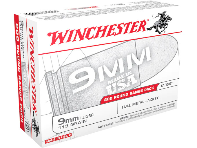 Winchester USA Range Pack Ammunition 9mm Luger 115 Grain Full Metal Jacket