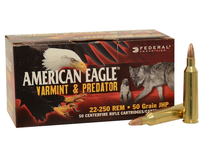 Federal American Eagle Varmint and Predator Ammunition 22-250 Remington 50 Grain Hollow Point