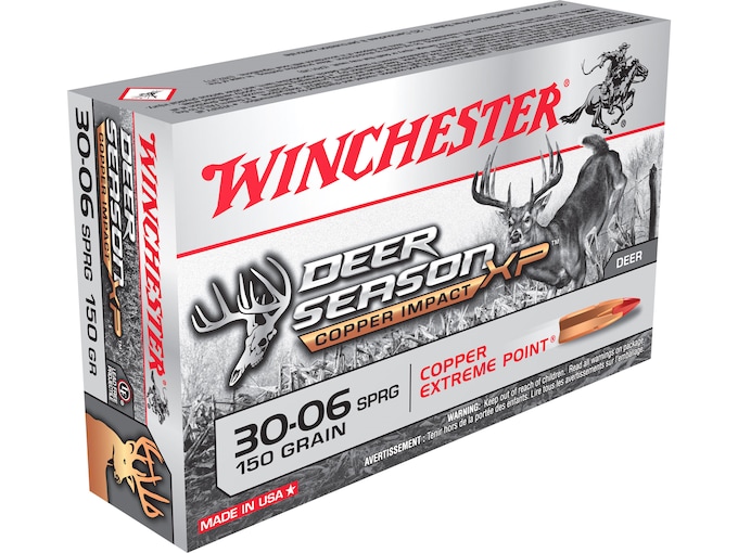 Winchester Deer Season XP Copper Impact Ammunition 30-06 Springfield 150 Grain Copper Extreme Point Polymer Tip Lead-Free Box of 20