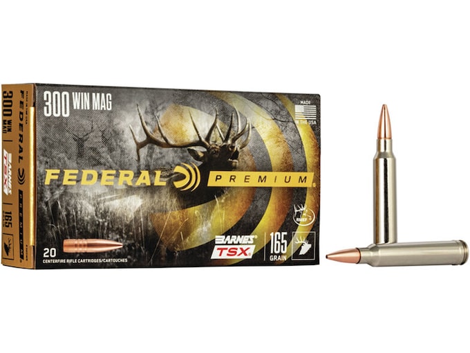 Federal Premium Ammunition 300 Winchester Magnum 165 Grain Barnes TSX Box of 20