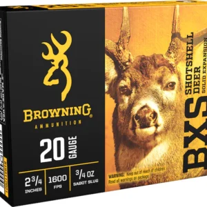 Browning BXS Deer Slug Ammunition 20 Gauge 2-3/4" 3/4 oz Copper Sabot Slug Lead-Free Box of 5