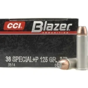 Blazer Ammunition 38 Special +P 125 Grain Jacketed Hollow Point Box of 50