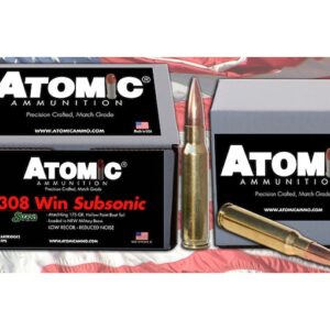 Atomic Match Ammunition 308 Winchester Subsonic 175 Grain Sierra MatchKing Hollow Point Boat Tail Box of 100