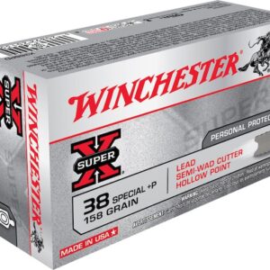 Winchester Super-X Ammunition 38 Special +P 158 Grain Lead Hollow Point Semi-Wadcutter Box of 50