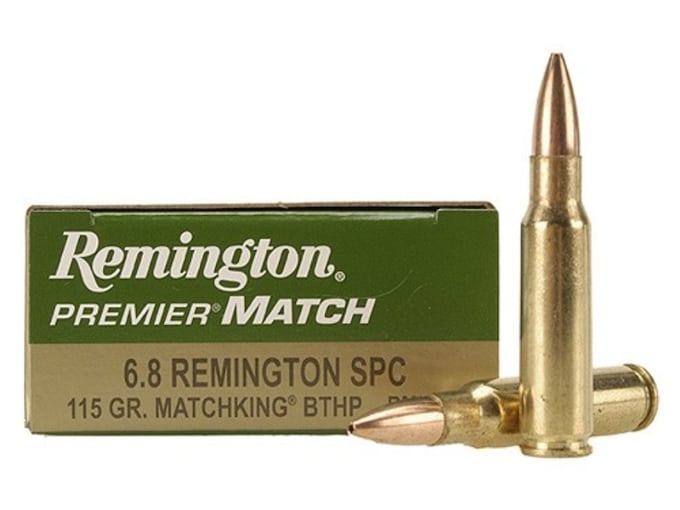 Remington Premier Match Ammunition 6.8mm Remington SPC 115 Grain Sierra MatchKing Hollow Point