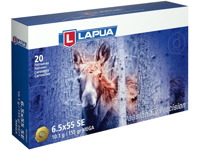 Lapua Mega Ammunition 6.5x55mm Swedish Mauser 155 Grain Soft Point Box of 20