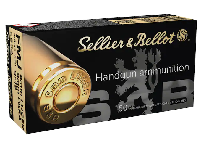 Sellier & Bellot Ammunition 9mm Luger 115 Grain Full Metal Jacket Box of 50