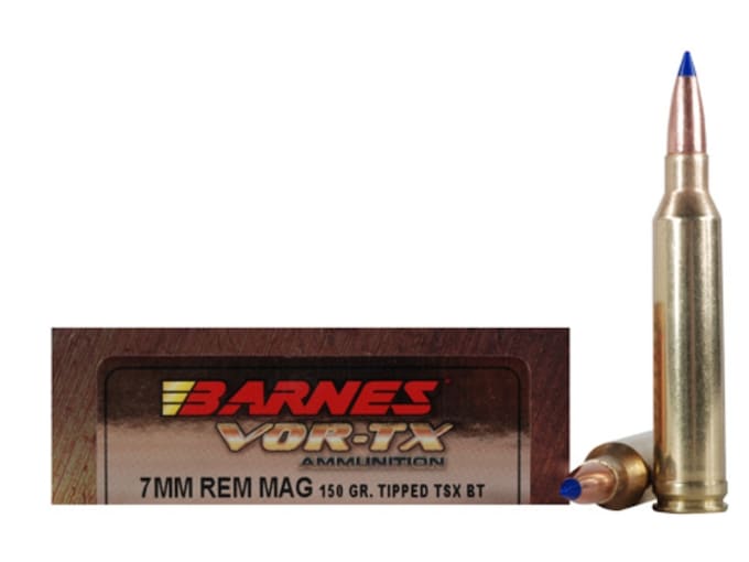 Barnes VOR-TX Ammunition 7mm Remington Magnum 150 Grain TTSX Polymer Tipped Spitzer Boat Tail Lead-Free Box of 20