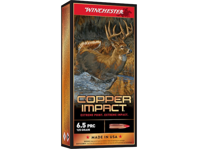Winchester Copper Impact Ammunition 6.5 PRC 125 Grain Copper Extreme Point Polymer Tip Lead Free Box of 20