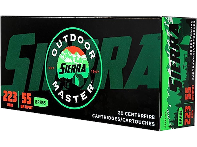Sierra Outdoor Master Ammunition 223 Remington 55 Grain Jacketed Hollow Point Box of 20