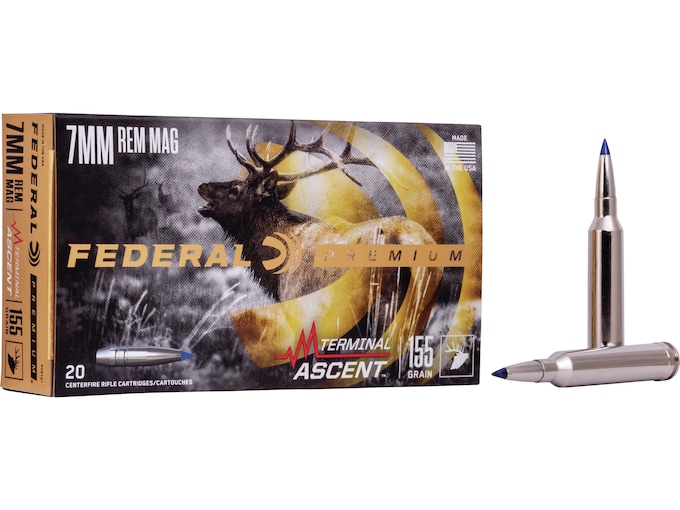 Federal Premium Terminal Ascent Ammunition 7mm Remington Magnum 155 Grain Polymer Tip Bonded Boat Tail Box of 20