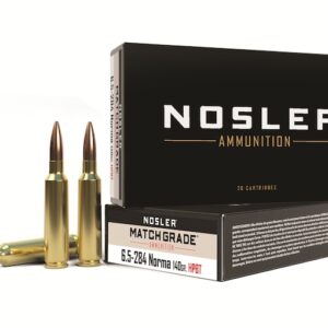 Nosler Match Grade Ammunition 6.5mm-284 Norma 140 Grain Custom Competition Hollow Point Boat Tail Box of 20