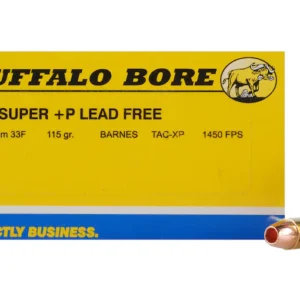 Buffalo Bore Ammunition 38 Super +P 115 Grain Barnes TAC-XP Hollow Point Lead-Free Box of 20