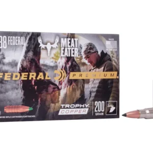 Federal Premium Meat Eater Ammunition 338 Federal 200 Grain Trophy Copper Tipped Boat Tail Lead-Free Box of 20