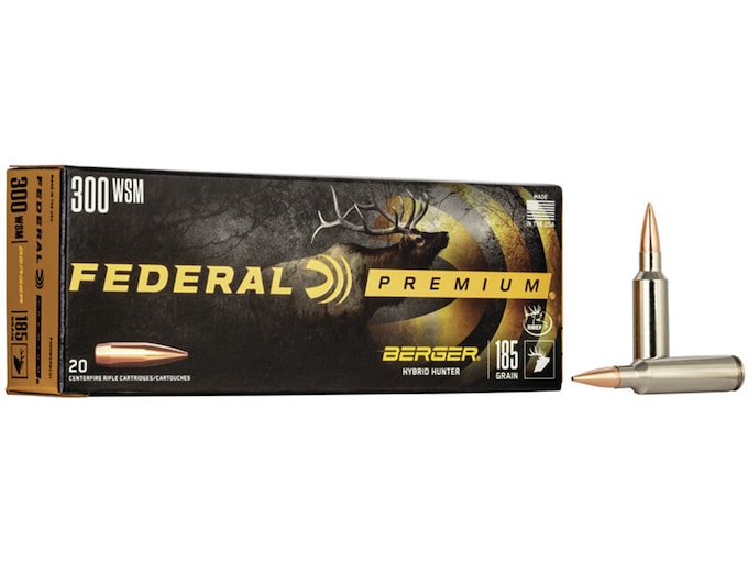 Federal Premium Ammunition 300 Winchester Short Magnum (WSM) 185 Grain Berger Hybrid Hunter Box of 20