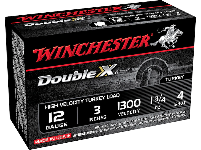 Winchester Double X Turkey Ammunition 12 Gauge 3" 1-3/4 oz #4 Copper Plated Shot Box of 10