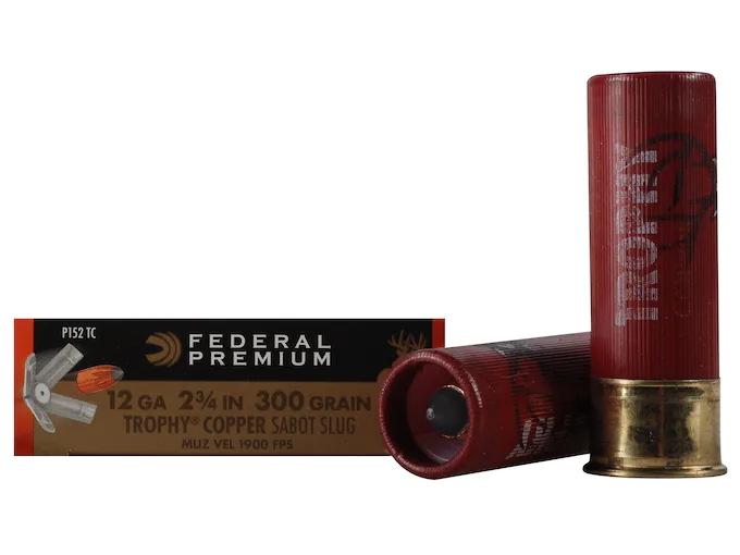 Federal Premium Vital-Shok Ammunition 12 Gauge 2-3/4" 300 Grain Trophy Copper Tipped Sabot Slug Lead-Free Box of 5