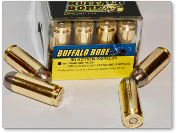 Buffalo Bore Ammunition 50 Action Express 380 Grain Hard Cast Lead Flat Nose Box of 20