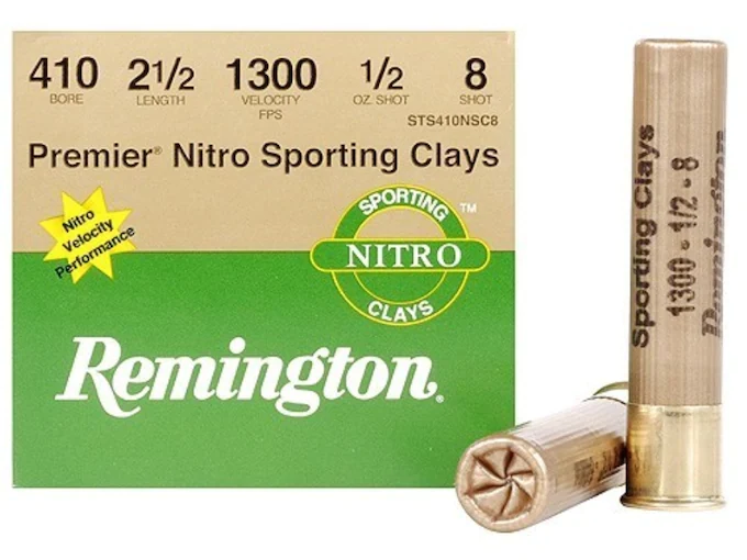 Remington Premier Nitro Gold Sporting Clays Ammunition 410 Bore 2-1/2" 1/2 oz #8 Shot Box of 25