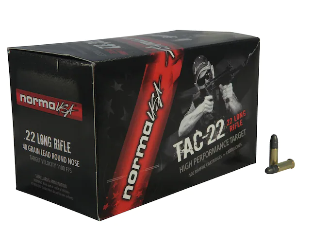 Norma TAC-22 Ammunition 22 Long Rifle 40 Grain Lead Round Nose
