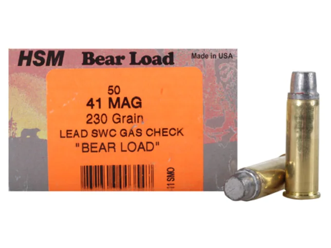 HSM Bear Ammunition 41 Remington Magnum 230 Grain Lead Semi-Wadcutter Gas Check Box of 50