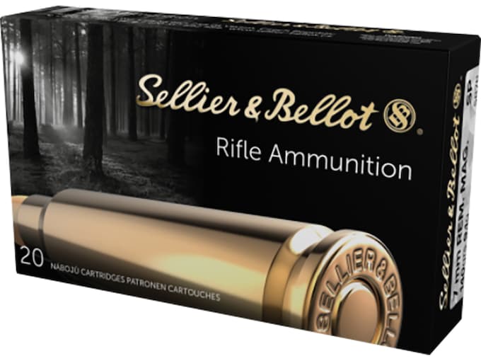 Sellier & Bellot Ammunition 7mm Remington Magnum 140 Grain Jacketed Soft Point Box of 20