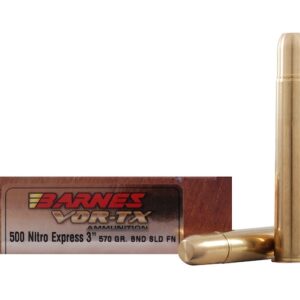 Barnes VOR-TX Safari Ammunition 500 Nitro Express 570 Grain Banded Solid Flat Point Box of 20