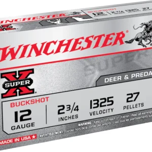 Winchester Super-X Ammunition 12 Gauge 2-3/4" Buffered #4 Buckshot 27 Pellets Box of 5