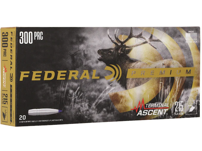 Federal Premium Terminal Ascent Ammunition 300 PRC 215 Grain Polymer Tip Bonded Boat Tail Box of 20