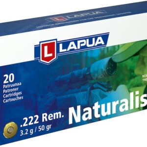 Lapua Naturalis Ammunition 222 Remington 50 Grain Polymer Tip Lead Free Box of 20