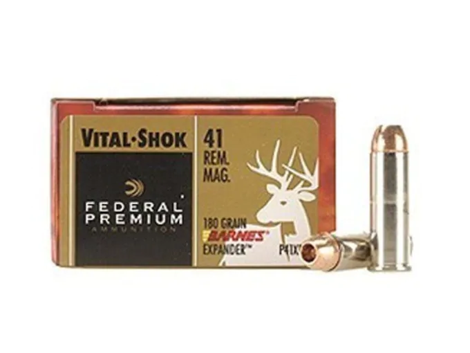 Federal Premium Vital-Shok Ammunition 41 Remington Magnum 180 Grain Barnes XPB Hollow Point Lead-Free Box of 20